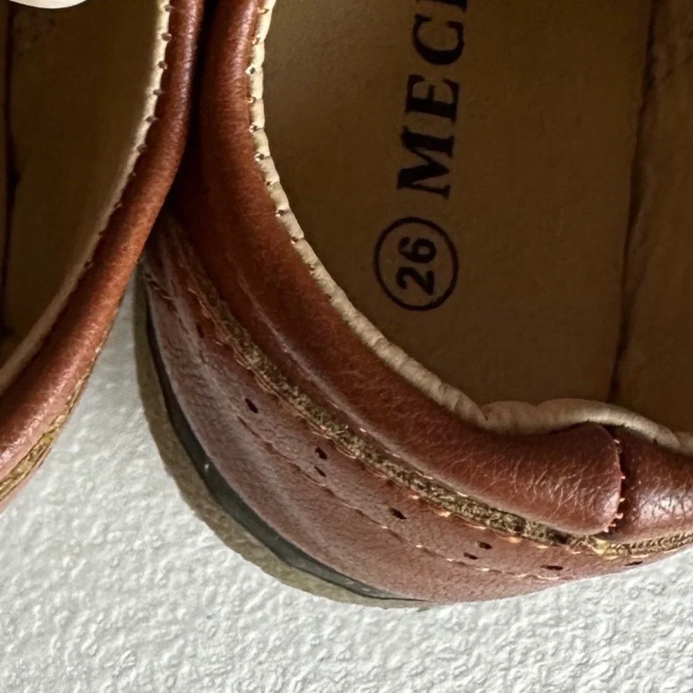 Meck Brown Faux Leather Wingtip Brogue Oxford Dress Shoes Toddler Boys Size 7